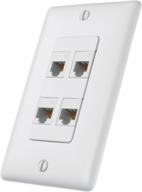 Keystone Plate Decorator Frame, 4-Port, High-Impact Thermoplastic, White