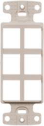 6-Port Decorator Frame Plate, Light Almond, High-Impact Thermoplastic, 1.500 Inch Width