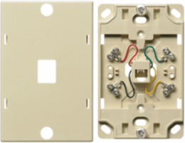 Wall Phone Plate, 6 Position, 4 Conductor, Screw Terminal, Ivory, Standard Size
