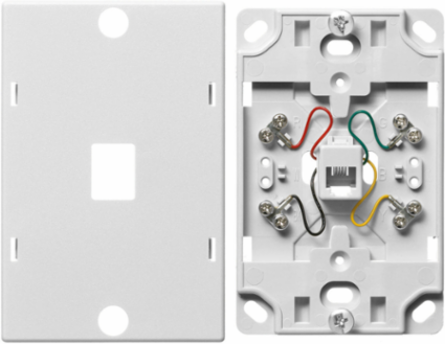 Wall Phone Plate 6-Position 4-Conductor Screw Terminal White