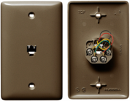 1-Gang Wallplate with Jack, 6-Position 4-Conductor, Brown, Screw Terminals