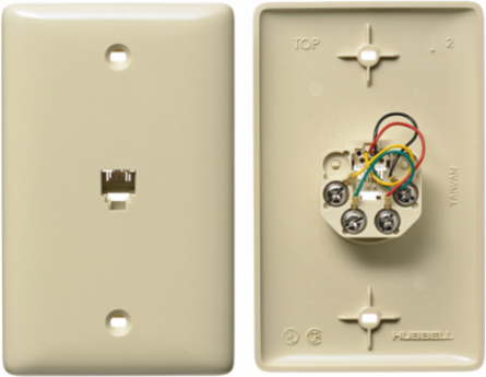 1-Gang Wall Plate with Jack, 6-Position 4-Conductor, Ivory