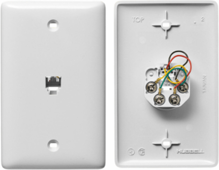 1-Gang Wallplate with 6-Position 4-Conductor Jack, Screw Terminal, White