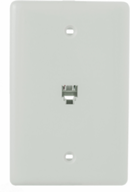 Mid Sized Wall Plate with 6-Position 4-Conductor Jack, Screw Terminals, White