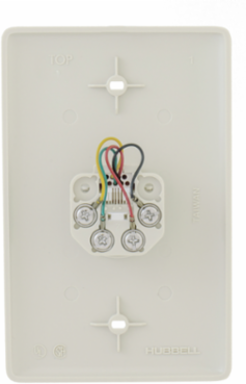 Mid Sized Wall Plate with 6-Position 4-Conductor Jack, Screw Terminals, White