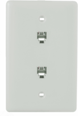 Midsized Wallplate with 2 Jacks, Standard Size, Nylon Material, Screw Terminals