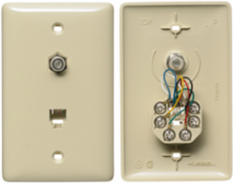 1-Gang Wallplate with F Connector Jack, Screw Terminals, Ivory, 4 Inch Width