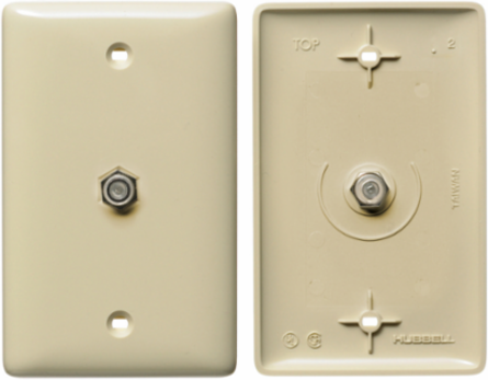 1-Gang Electric Wall Plate with F Connector, Ivory, Standard Size