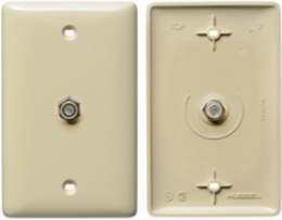 1-Gang Electric Wall Plate with F Connector, Ivory, Standard Size