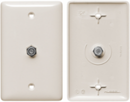 1-Gang F Connector Wallplate, Light Almond, High-Impact Thermoplastic, Standard Size