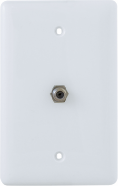Mid Sized Wall Plate with F Connector, White, Nylon, UL Listed