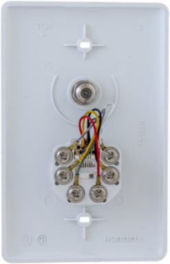 Mid Sized F Connector Wallplate, 6-Position, White, UL Listed