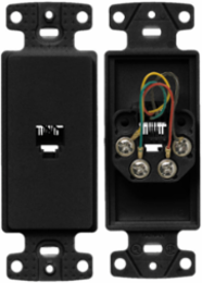 1-Gang Wall Plate with Jack, 4-Conductor Screw Terminal, Black, Standard Size