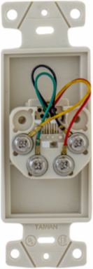 1-Gang Wall Plate with 6-Position 4-Conductor Jack, Light Almond, 4 Inch Width