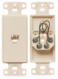 1-Gang Wall Plate with 6-Position 4-Conductor Jack, Light Almond, 4 Inch Width