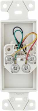 1-Gang Frame Plate with Jack, 6-Position, 4-Conductor, White, UL Listed