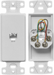 1-Gang Frame Plate with Jack, 6-Position, 4-Conductor, White, UL Listed