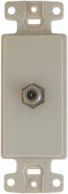 1-Gang Decorator Wall Plate with F-Connector, Light Almond, High-Impact Thermoplastic
