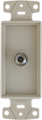 1-Gang Decorator Wall Plate with F-Connector, Light Almond, High-Impact Thermoplastic