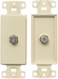 1-Gang Decorator Wall Plate with F-Connector, Light Almond, High-Impact Thermoplastic