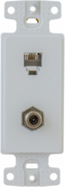 1-Gang Wallplate with F Connector, 6-Position, Screw Terminal, White, 4 Inch Width