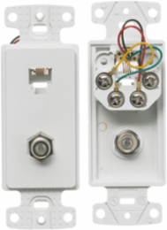 1-Gang Wallplate with F Connector, 6-Position, Screw Terminal, White, 4 Inch Width