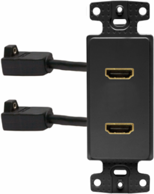 HDMI Decorator Plate Frame with 2 Ports, 5 Inch Width, Black