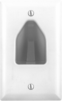Recessed Feed-Thru Cable Plate with 1-1/2 Inch Opening, White