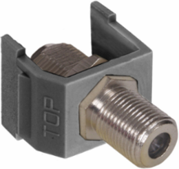 Snap-In F-Type Coax Connector, Nickel, Gray, 0.690 Inch Width