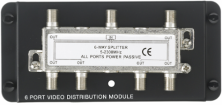 Coaxial Splitter Module, 6-Way, 2.3GHz, Plastic, 2.6 Inch Width