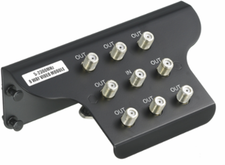 Coaxial Splitter Module, 8-Way, 2.3GHz, 3.900 Inch Width, Indoor Use
