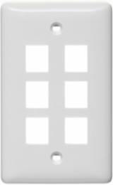 NetSelect 1-Gang 6-Port Wall Plate, High-Impact Thermoplastic, Labelless