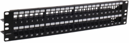 Unloaded Copper Patch Panel, 48-Port, 19 Inch Width, 4.1 Inch Height