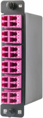 Fiber Optic Cassette Adapter Panel, LC Duplex to 2 MPO, OM4 24 Fiber