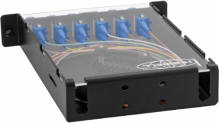 Fiber Splice Cassette, 12 Fibers, Blue LC Duplex Adapters, Zirconia Ceramic, SM