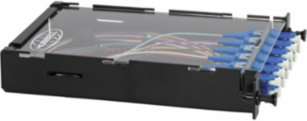 Fiber Splice Cassette, 12 Fibers, Blue LC Duplex Adapters, Zirconia Ceramic, SM