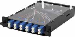 Fiber Splice Cassette, 12 Fibers, Blue LC Duplex Adapters, Zirconia Ceramic, SM
