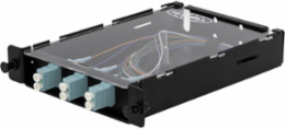 Fiber Splice Cassette, 6 Fibers, Aqua LC Duplex Adapters, Zirconia Ceramic, MM