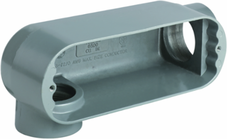4 Inch Aluminum LR Hub Conduit Body, Raintight, 324 cu in Volume