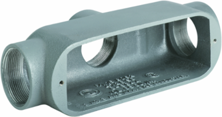 1/2 Inch Iron TB Hub Conduit Body, Raintight, Malleable Iron, 4 cu. in. Volume