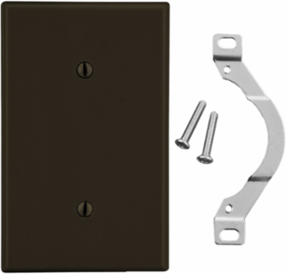 Wallplate 1-Gang Blank Strap Mount 4.63 Inch x 2.88 Inch, Brown, Polycarbonate