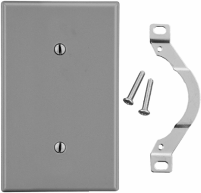 Wallplate 1-Gang Blank Strap Mount Gray, 4.63 x 2.88 x 0.25 Inch, Polycarbonate