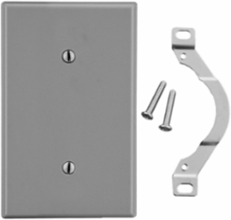 Wallplate 1-Gang Blank Strap Mount Gray, 4.63 x 2.88 x 0.25 Inch, Polycarbonate