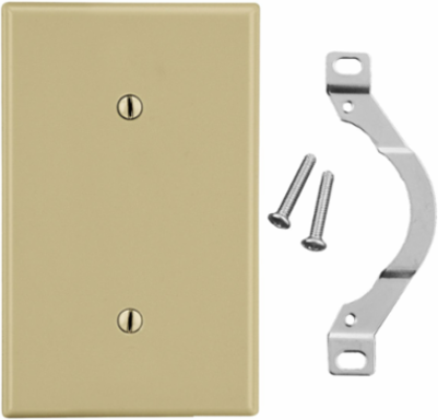 Ivory Wallplate 1-Gang Blank Strap Mount 4.63 Inch x 2.88 Inch x 0.25 Inch