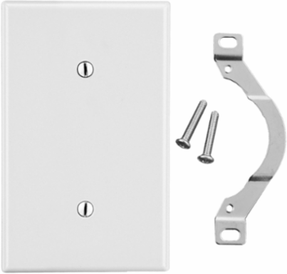 Wallplate 1-Gang Blank Strap Mount, 4.63 Inch x 2.88 Inch x 0.25 Inch, White Polycarbonate