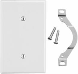 Wallplate 1-Gang Blank Strap Mount, 4.63 Inch x 2.88 Inch x 0.25 Inch, White Polycarbonate