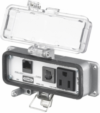 NEMA 12/4 Enclosure, 15A 125V Receptacle, Cat 5e, 3A Circuit Breaker