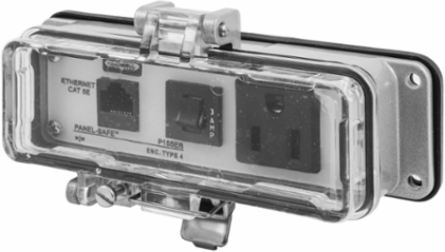 NEMA 12/4 Enclosure, 15A 125V Receptacle, Cat 5e, 3A Circuit Breaker