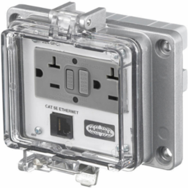 NEMA 12/4 Enclosure, 15A 125V GFCI Duplex Receptacle, Cat 5e