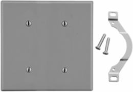 2-Gang Gray Polycarbonate Blank Strap Mount Wallplate, 4.69 Inch Width